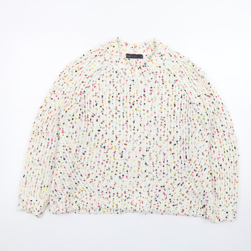 Marks and Spencer Women's Cream Multicoloured Speckled Knit Jumper Size M