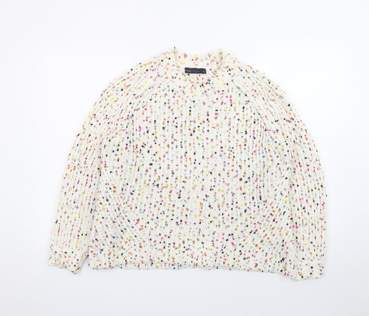 Marks and Spencer Women's Cream Multicoloured Speckled Knit Jumper Size M