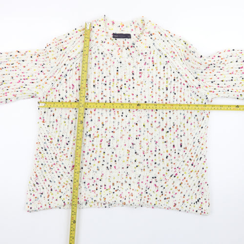 Marks and Spencer Women's Cream Multicoloured Speckled Knit Jumper Size M