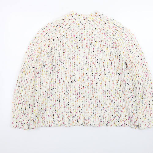 Marks and Spencer Women's Cream Multicoloured Speckled Knit Jumper Size M