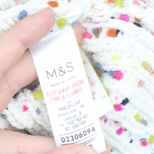 Marks and Spencer Women's Cream Multicoloured Speckled Knit Jumper Size M