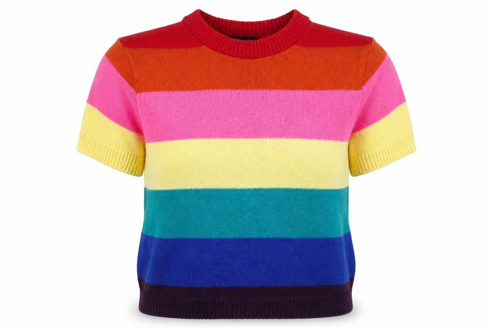 New Look Women Multicoloured Stripe Short Sleeve Knit Jumper Size S