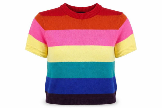 Front view of New Look Women Multicoloured Stripe Short Sleeve Knit Jumper, size S