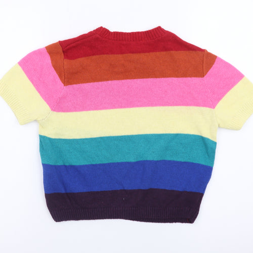 New Look Women Multicoloured Stripe Short Sleeve Knit Jumper Size S