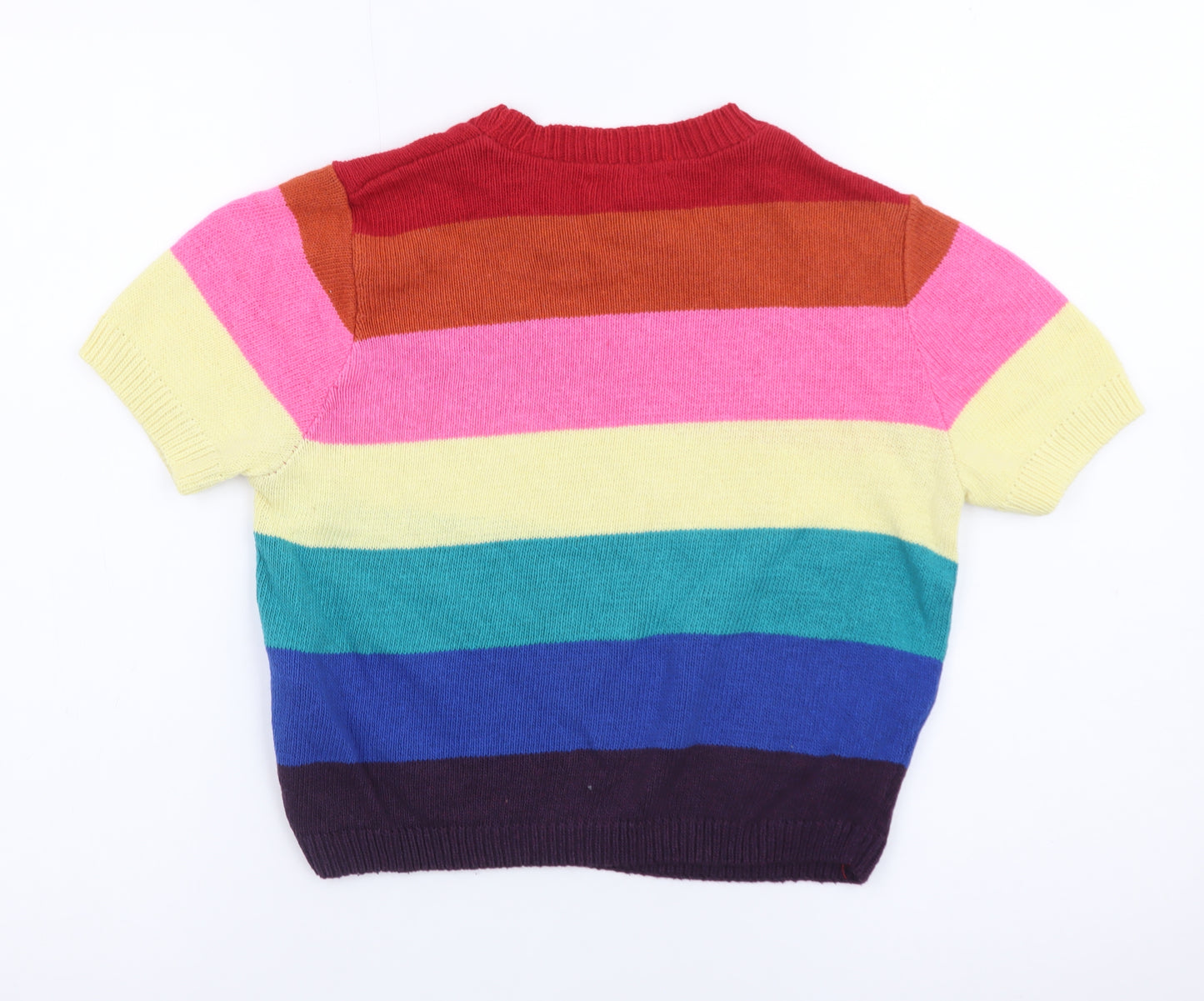 New Look Women Multicoloured Stripe Short Sleeve Knit Jumper Size S
