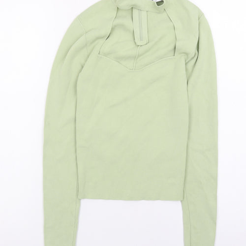 Zara Women’s Green High Neck Long Sleeve Slim Knit Jumper Size 8