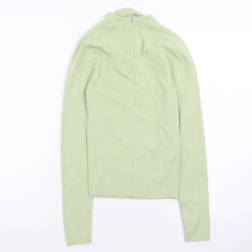 Zara Women’s Green High Neck Long Sleeve Slim Knit Jumper Size 8