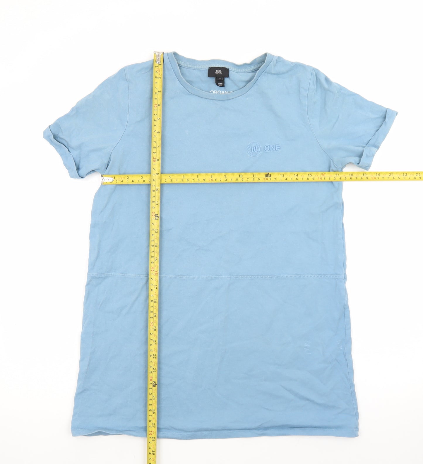 River Island Men's Blue XS Crew Neck Cotton T-Shirt