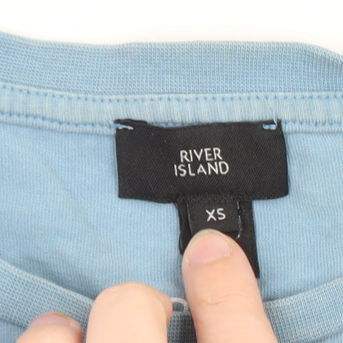 River Island Men's Blue XS Crew Neck Cotton T-Shirt