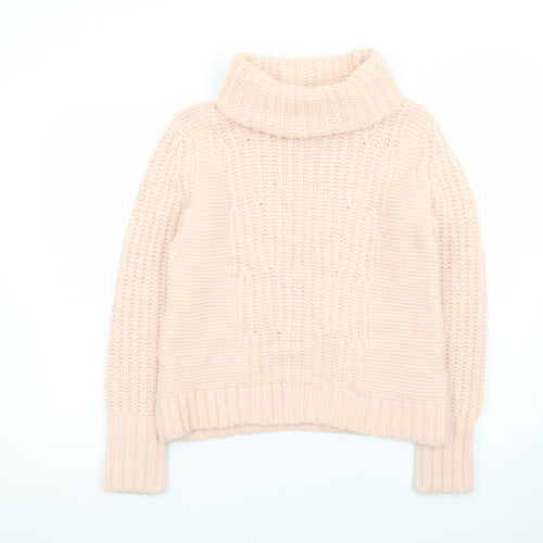 Banana Republic Women Beige Wool Blend Roll Neck Jumper M