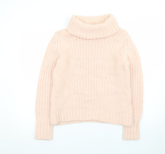 Banana Republic Women Beige Wool Blend Roll Neck Jumper M