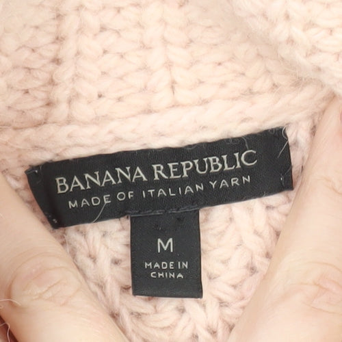 Banana Republic Women Beige Wool Blend Roll Neck Jumper M