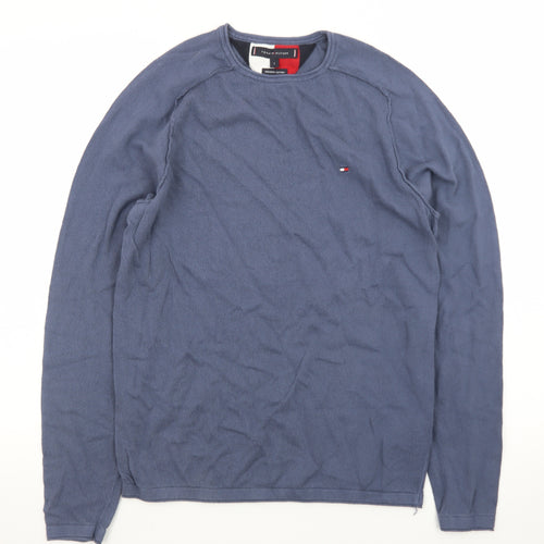 Tommy Hilfiger Men's Blue Cotton Crew Neck Pullover Jumper Size S