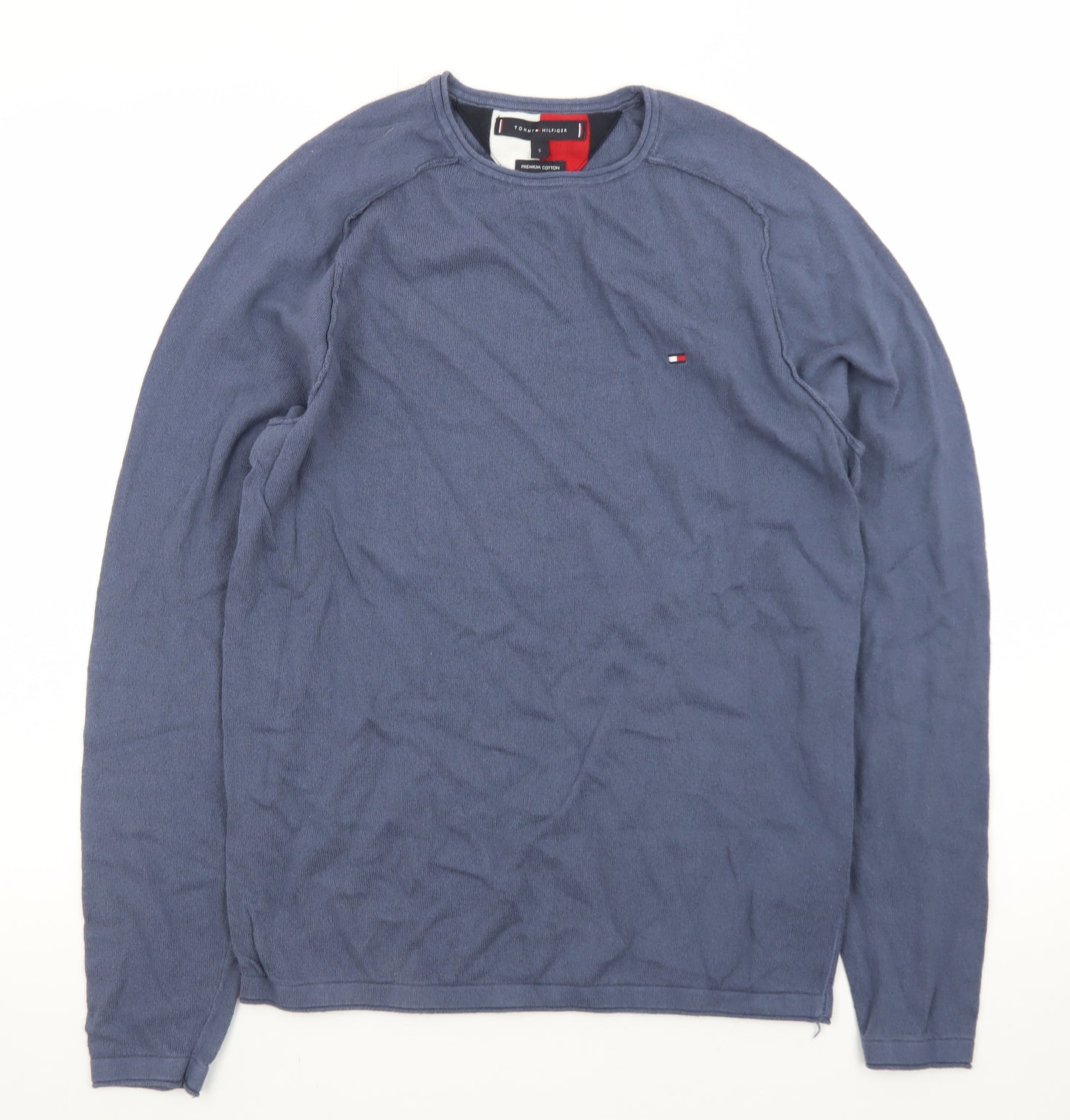 Tommy Hilfiger Men's Blue Cotton Crew Neck Pullover Jumper Size S