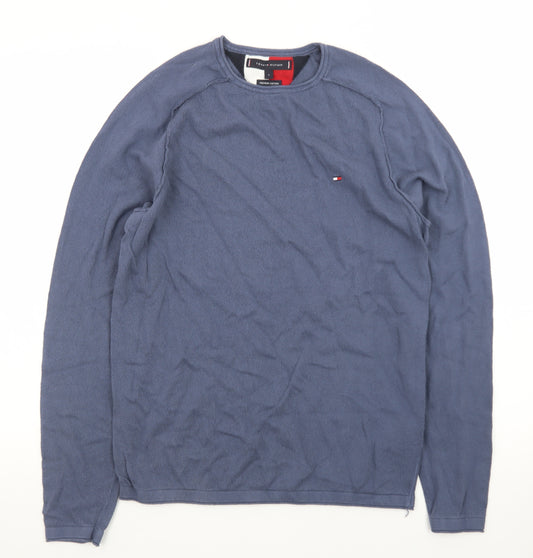 Tommy Hilfiger Men's Blue Cotton Crew Neck Pullover Jumper Size S