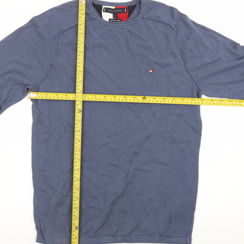 Tommy Hilfiger Men's Blue Cotton Crew Neck Pullover Jumper Size S
