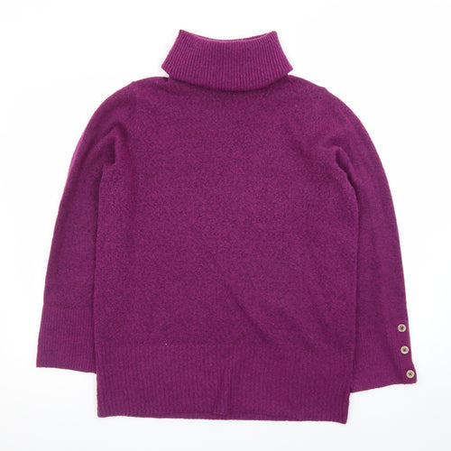 White Stuff Women Purple Roll Neck Wool Blend Jumper Size 10
