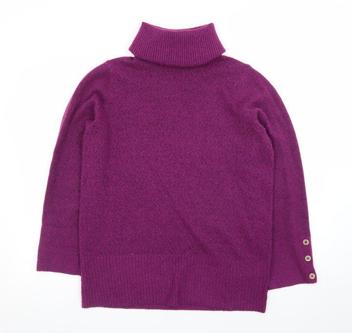 White Stuff Women Purple Roll Neck Wool Blend Jumper Size 10