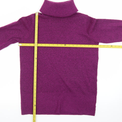 White Stuff Women Purple Roll Neck Wool Blend Jumper Size 10