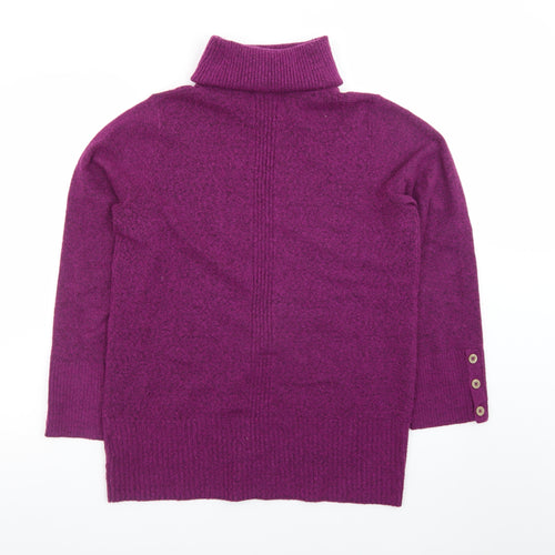 White Stuff Women Purple Roll Neck Wool Blend Jumper Size 10