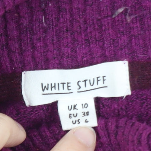 White Stuff Women Purple Roll Neck Wool Blend Jumper Size 10