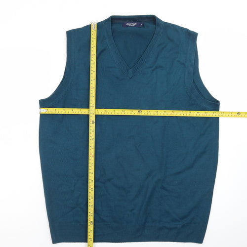 James Pringle Men's Blue Sleeveless V-Neck Knit Vest M