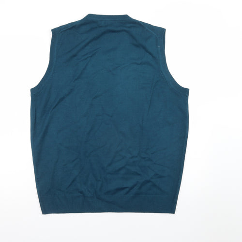 James Pringle Men's Blue Sleeveless V-Neck Knit Vest M