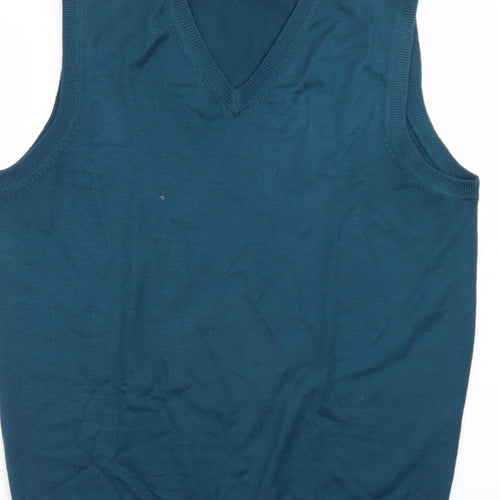 James Pringle Men's Blue Sleeveless V-Neck Knit Vest M