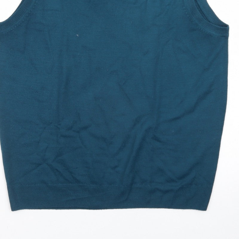 James Pringle Men's Blue Sleeveless V-Neck Knit Vest M