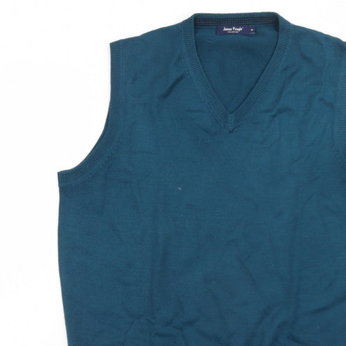 James Pringle Men's Blue Sleeveless V-Neck Knit Vest M