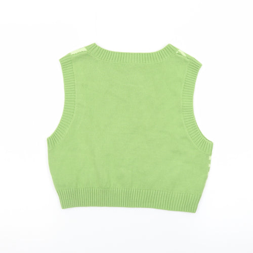 H&M Divided Women Green Crew Neck Sleeveless Knit Vest Size 12