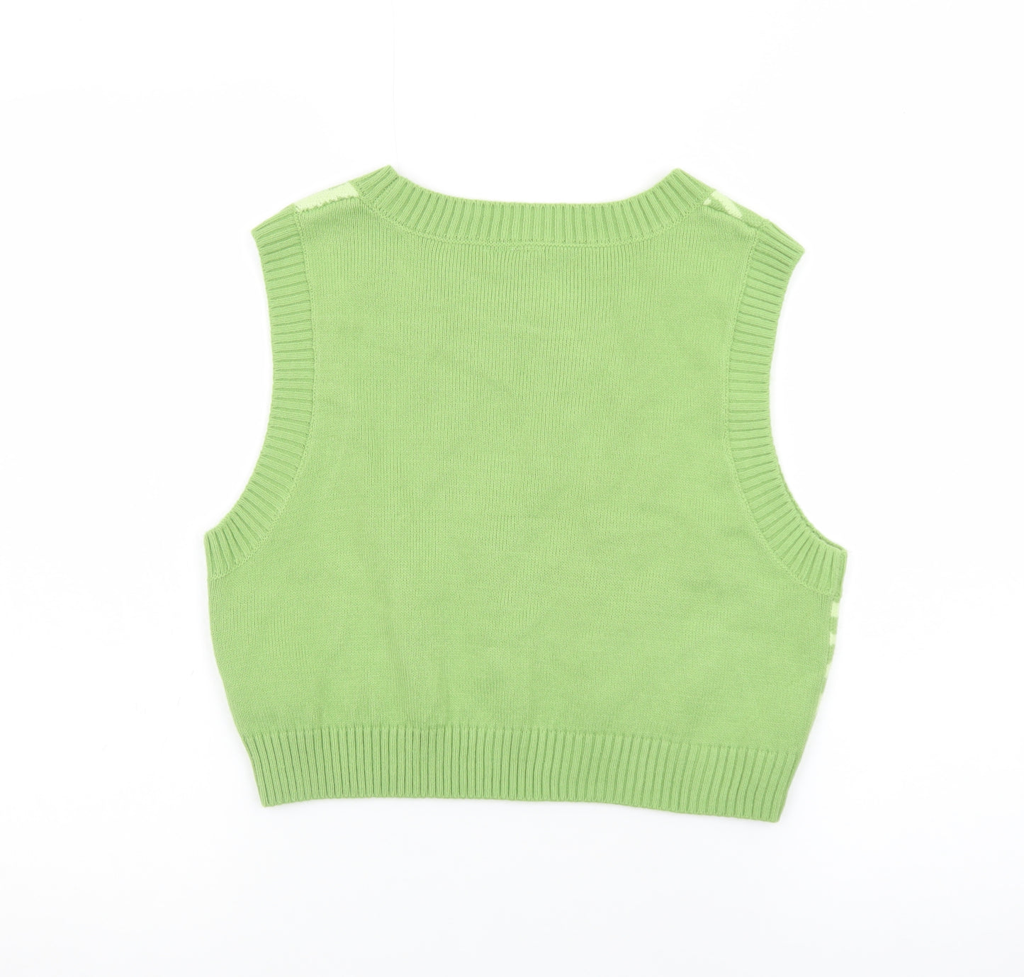H&M Divided Women Green Crew Neck Sleeveless Knit Vest Size 12