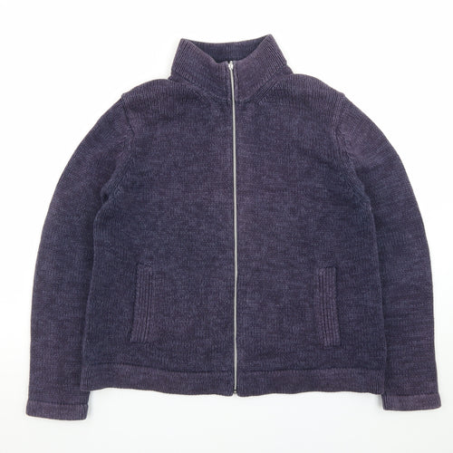 Marks and Spencer Men's Purple Full Zip Cotton Knit Jumper L