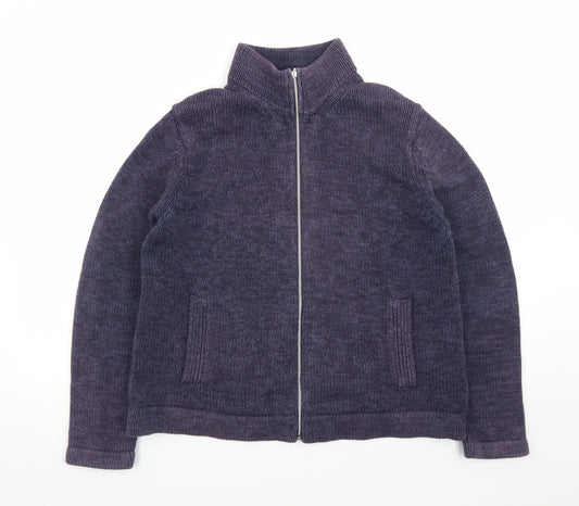 Marks and Spencer Men's Purple Full Zip Cotton Knit Jumper L