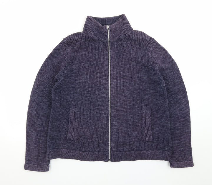 Marks and Spencer Men's Purple Full Zip Cotton Knit Jumper L