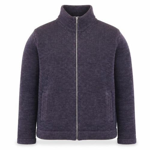 Marks and Spencer Men's Purple Full Zip Cotton Knit Jumper L