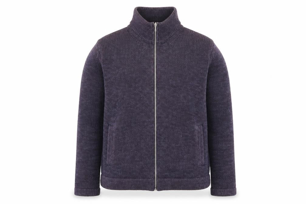 Marks and Spencer Men's Purple Full Zip Cotton Knit Jumper L