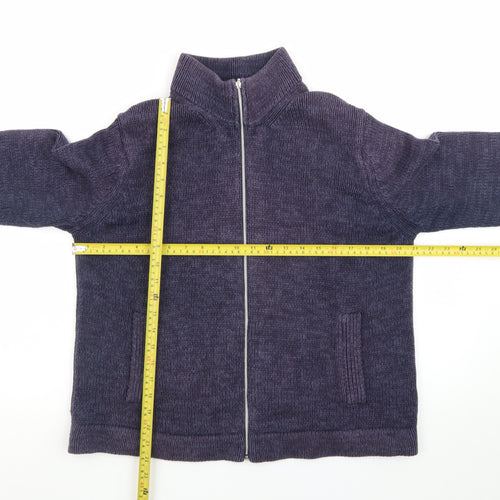 Marks and Spencer Men's Purple Full Zip Cotton Knit Jumper L