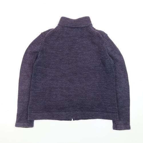 Marks and Spencer Men's Purple Full Zip Cotton Knit Jumper L