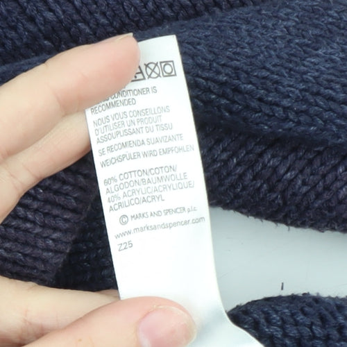 Marks and Spencer Men's Purple Full Zip Cotton Knit Jumper L