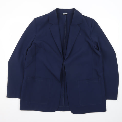 Damart Women Navy Blue Blazer Jacket UK 20 Regular Fit Single Breasted