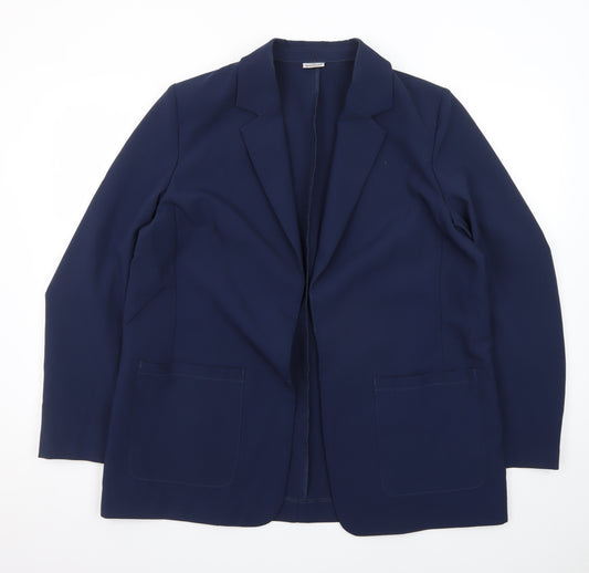 Damart Women Navy Blue Blazer Jacket UK 20 Regular Fit Single Breasted