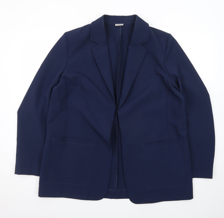 Damart Women Navy Blue Blazer Jacket UK 20 Regular Fit Single Breasted