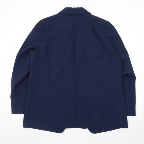 Damart Women Navy Blue Blazer Jacket UK 20 Regular Fit Single Breasted