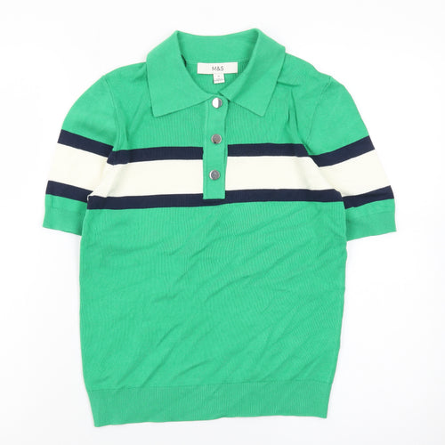 Marks and Spencer Men’s Green Colourblock Polo Shirt Size S