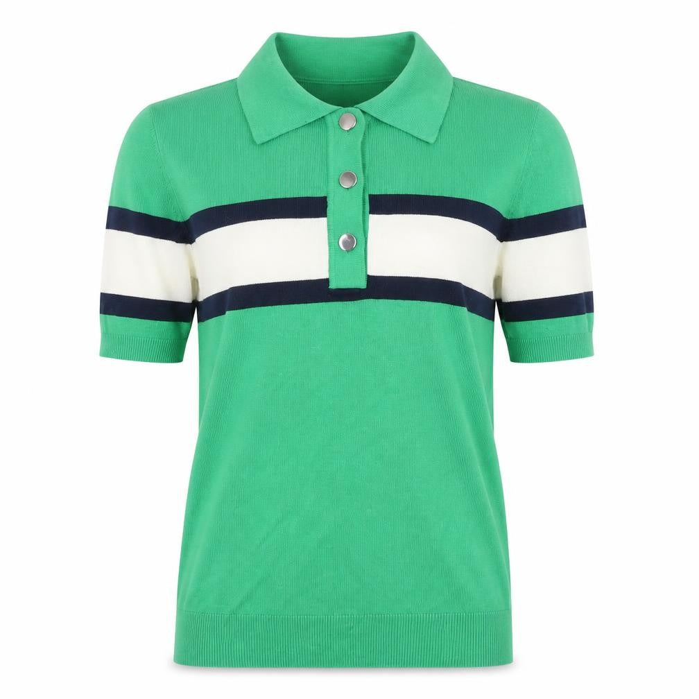 Front view of Marks & Spencer Men’s Green Colourblock Polo Shirt, size S