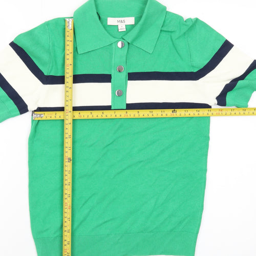 Marks and Spencer Men’s Green Colourblock Polo Shirt Size S