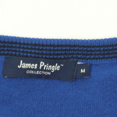 James Pringle Men's Blue Wool Sleeveless V-Neck Vest Jumper Size M