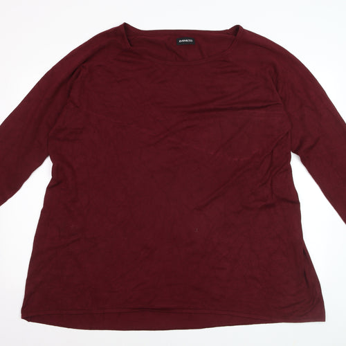 Even&Odd Women's Red 3/4 Sleeve Scoop Neck Pullover Jumper Size 22