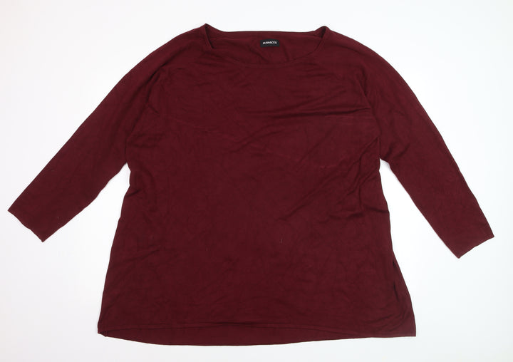 Even&Odd Women's Red 3/4 Sleeve Scoop Neck Pullover Jumper Size 22